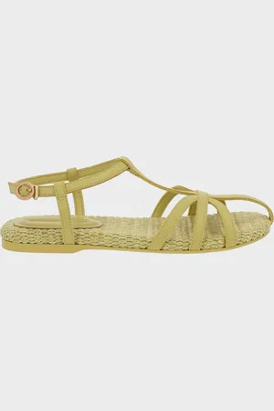 CHARLES & KEITH Strappy Raffia T-Bar Ankle-Strap Sandals
