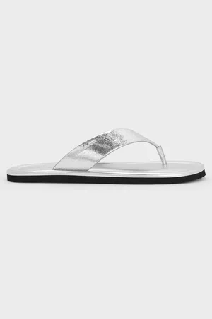 CHARLES & KEITH Trinah Metallic Crinkle-Effect Thong Sandals