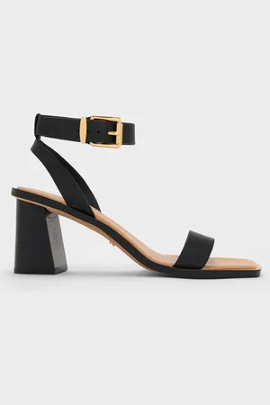 CHARLES & KEITH Leather Block-Heel Ankle-Strap Sandals