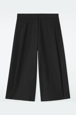 COS CROPPED WOOL-BLEND WIDE-LEG TROUSERS