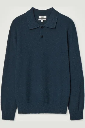 COS Bouclé-Knit Long-Sleeved Polo Shirt in