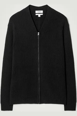COS Bouclé-Knit V-Neck Zip-Up Cardigan