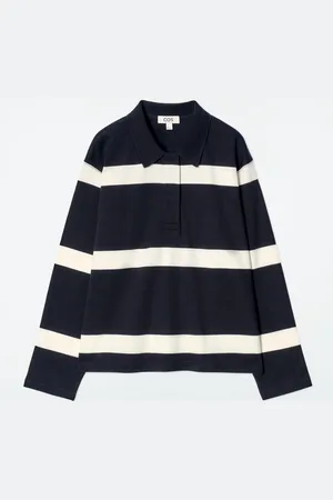 COS Relaxed Striped Long-Sleeved Polo Shirt
