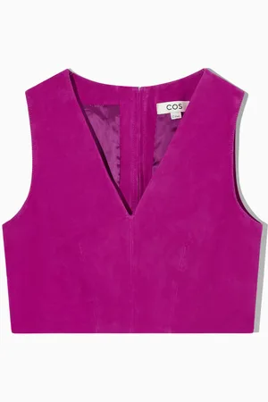 COS Cropped V-Neck Suede Top