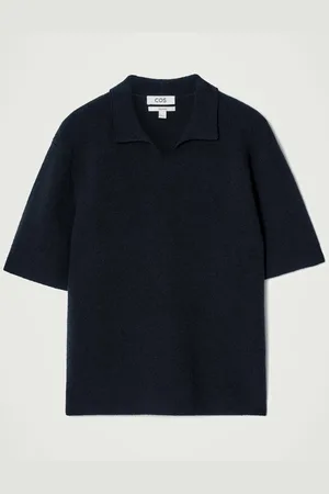 COS Open-Collar Bouclé-Knit Polo Shirt in