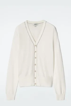 COS Merino Wool-Linen Blend V-Neck Cardigan