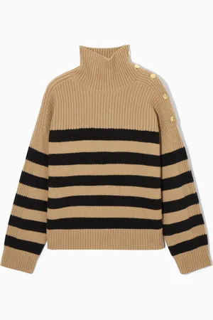 COS Button-Embellished Striped Wool Jumper