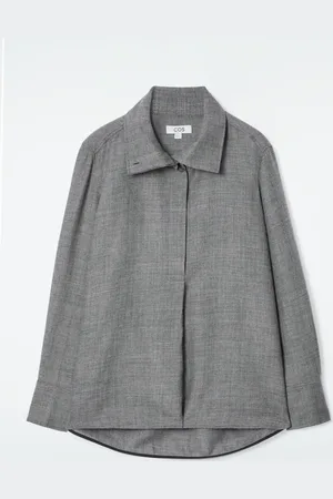 COS Relaxed Funnel-Neck Wool-Flannel Shirt