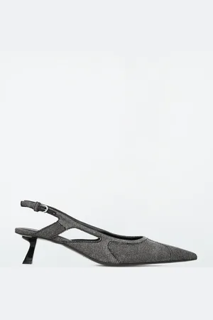COS Denim Pointed Slingback Kitten Heels