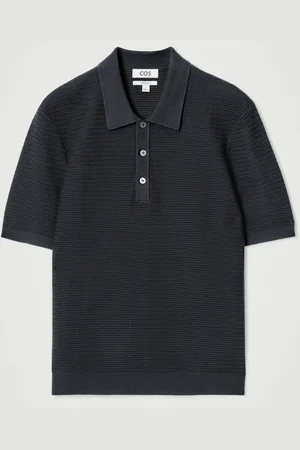 COS Textured Knitted Cotton Polo Shirt in