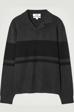COS Striped Double-Faced Knitted Polo Shirt in