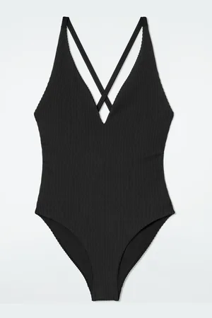 COS Ribbed Crossover-Back Swimsuit