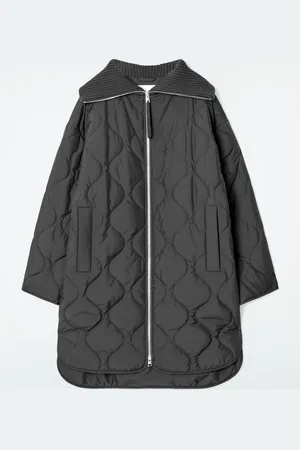 COS Ribbed-Collar Quilted Coat