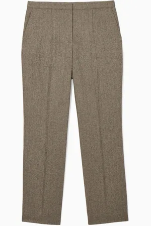 COS Straight-Leg Wool-Herringbone Trousers in