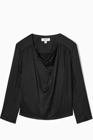 COS Draped Cowl-Neck Satin Top
