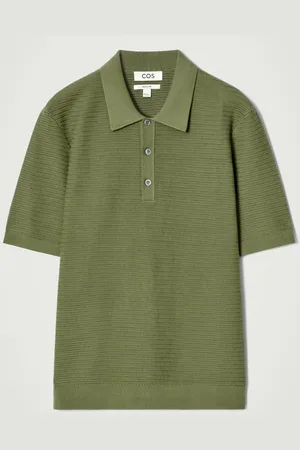 COS Textured Knitted Cotton Polo Shirt in