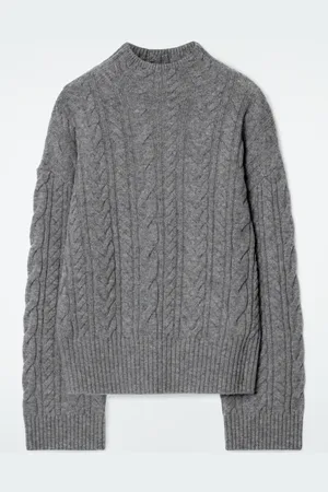 COS Cable-Knit Wool Funnel-Neck Jumper