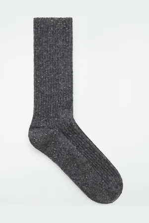 COS Speckled Ribbed-Knit Socks