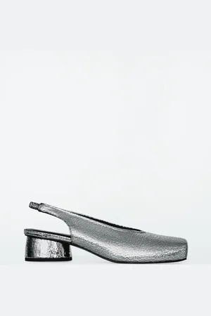 COS Square-Toe Leather Heeled Ballet Pumps