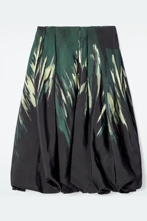 COS Printed Bubble-Hem Midi Skirt