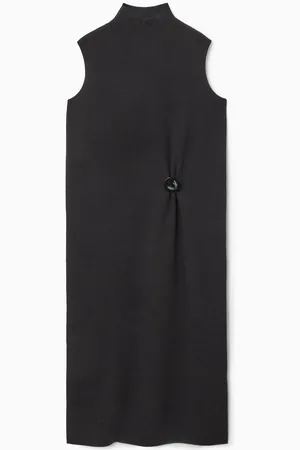 COS Brooch-Detail Wool Turtleneck Dress