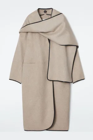COS Leather-Trimmed Wool Scarf Coat