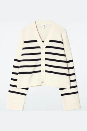 COS Striped Merino Wool V-Neck Cardigan