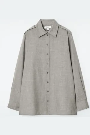 COS Regular Epaulette-Detail Wool Shirt in