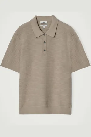 COS Textured Knitted Cotton Polo Shirt in