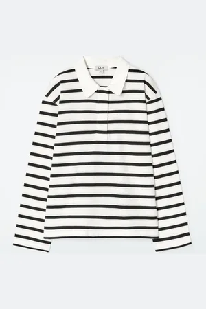 COS Relaxed Striped Long-Sleeved Polo Shirt