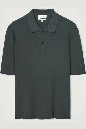 COS Slim Ribbed-Knit Polo Shirt in