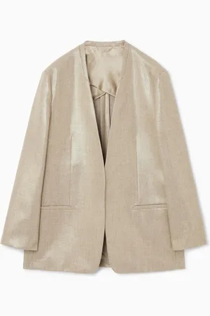 COS Relaxed Collarless Metallic Hopsack Blazer