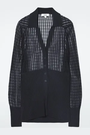 COS Lace-Stitch Ribbed-Knit Cardigan