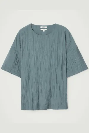 COS Oversized Crinkled-Texture T-Shirt in