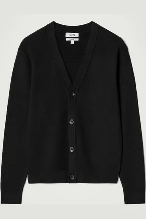 COS Textured Knitted Cotton V-Neck Cardigan