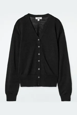 COS Merino Wool-Linen Blend V-Neck Cardigan