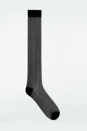 COS Ribbed Sheer Lurex Knee Socks