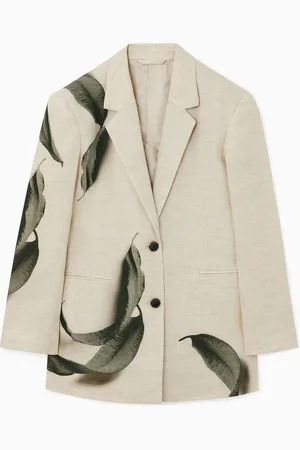 COS Regular Leaf-Print Linen Blazer in
