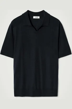COS Fine-Knit Cashmere Open-Collar Polo Shirt in