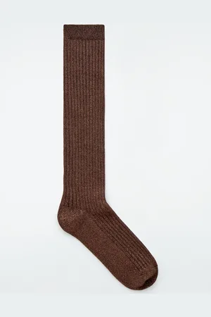 COS Ribbed Lurex Knee Socks