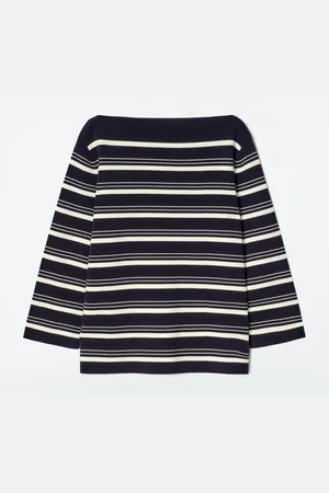 COS Boat-Neck Striped Cotton Jumper