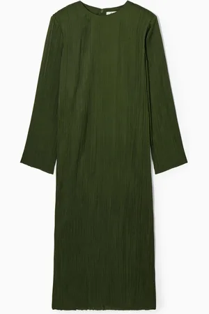 COS Long-Sleeved Plissé Midi Dress