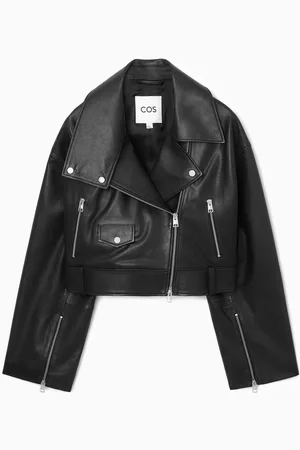 COS Oversized Cropped Leather Biker Jacket
