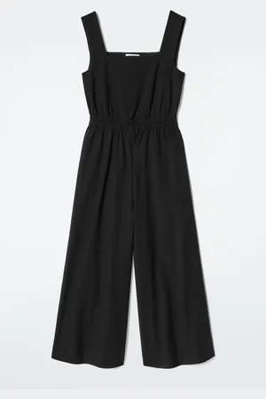 COS Open-Back Seersucker Wide-Leg Jumpsuit