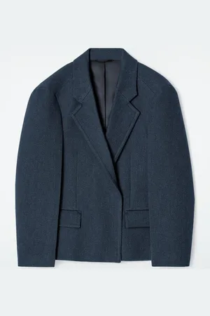 COS Oversized Exaggerated-Shoulder Denim-Look Blazer
