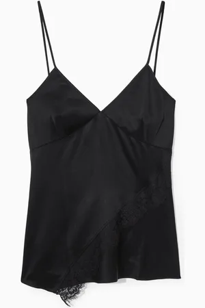 COS Asymmetric Lace-Trimmed Satin Camisole
