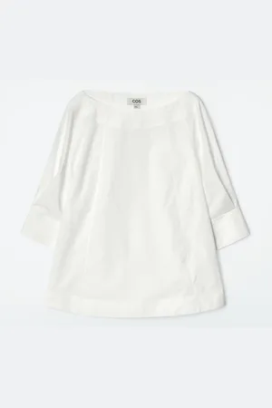 COS Voluminous Boat-Neck Cotton Blouse