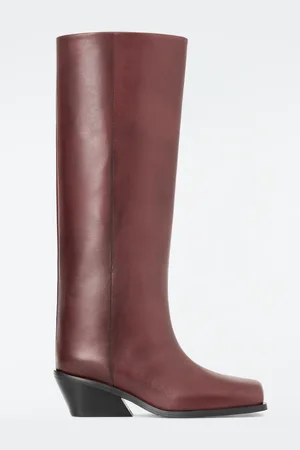COS Square-Toe Leather Knee-High Boots