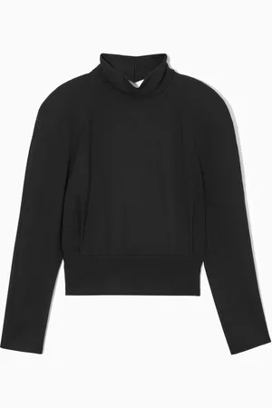 COS Power-Shoulder Open-Back Waisted Wool Top