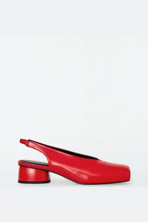 COS Square-Toe Leather Heeled Ballet Pumps